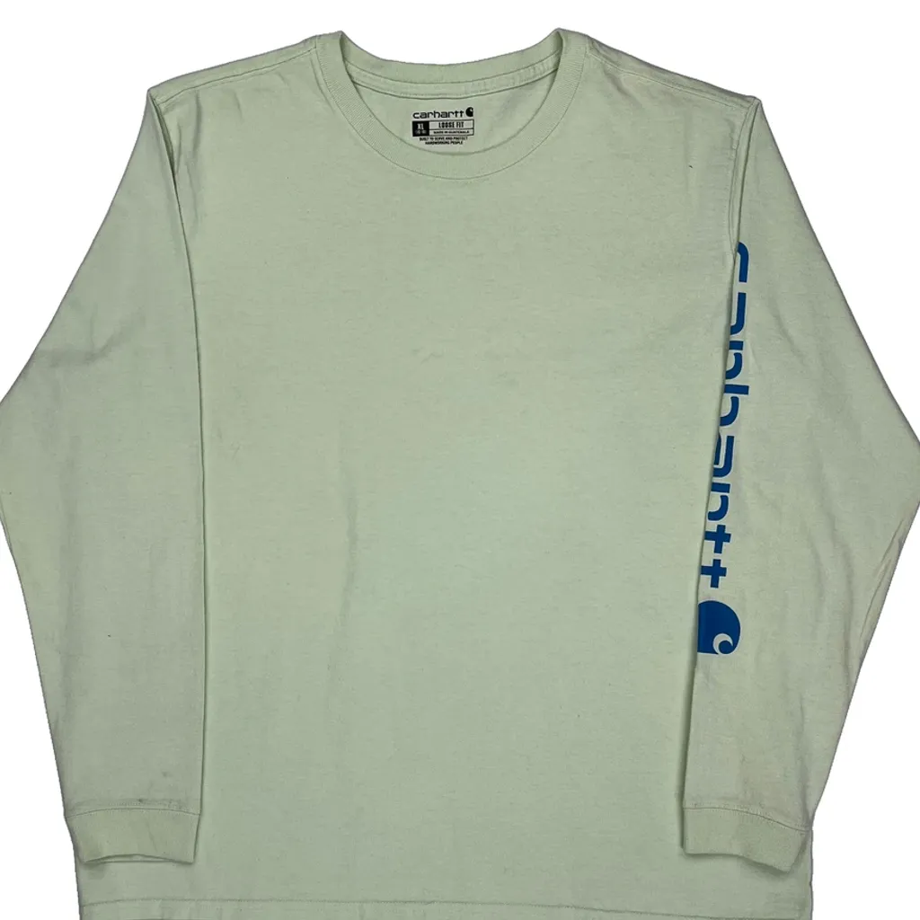 Carhartt Long Sleeve T-Shirt - XL Green Cotton - Image 6
