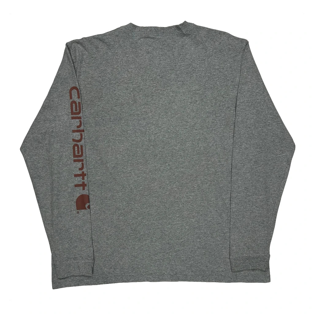 Carhartt Long Sleeve T-Shirt - XL Grey Cotton - Image 2