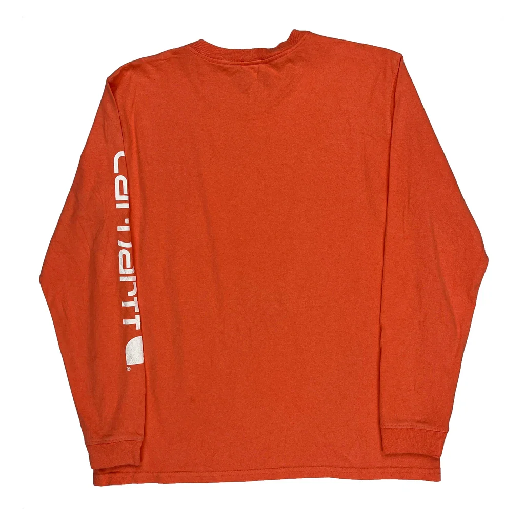 Carhartt Long Sleeve T-Shirt - Medium Orange Cotton - Image 2