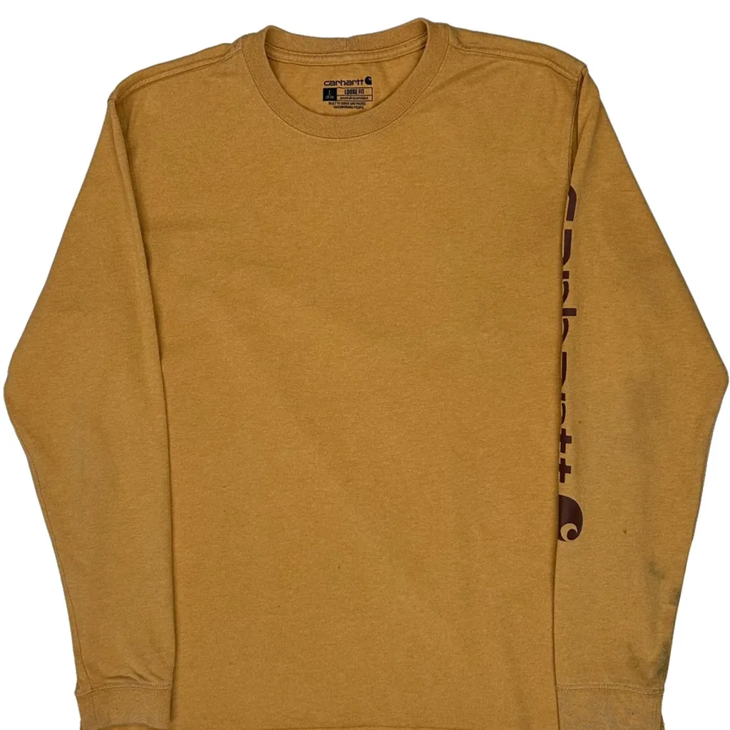 Carhartt Long Sleeve T-Shirt - Large Yellow Cotton - Image 5