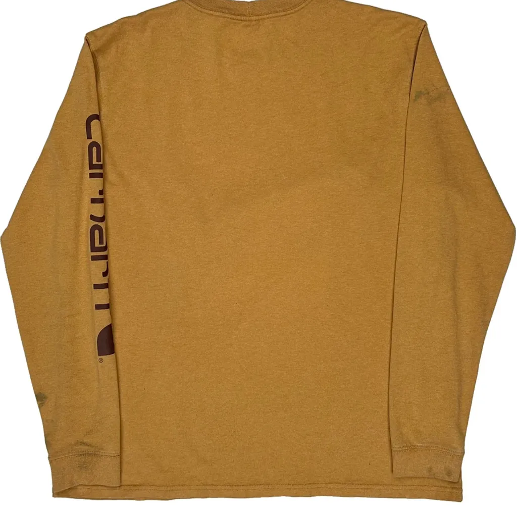 Carhartt Long Sleeve T-Shirt - Large Yellow Cotton - Image 6