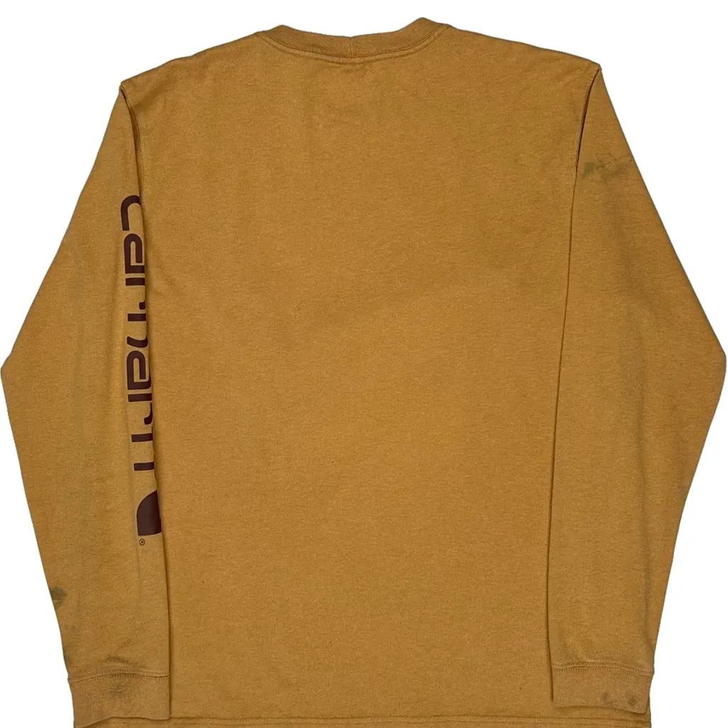Carhartt Long Sleeve T-Shirt - Large Yellow Cotton - Image 7