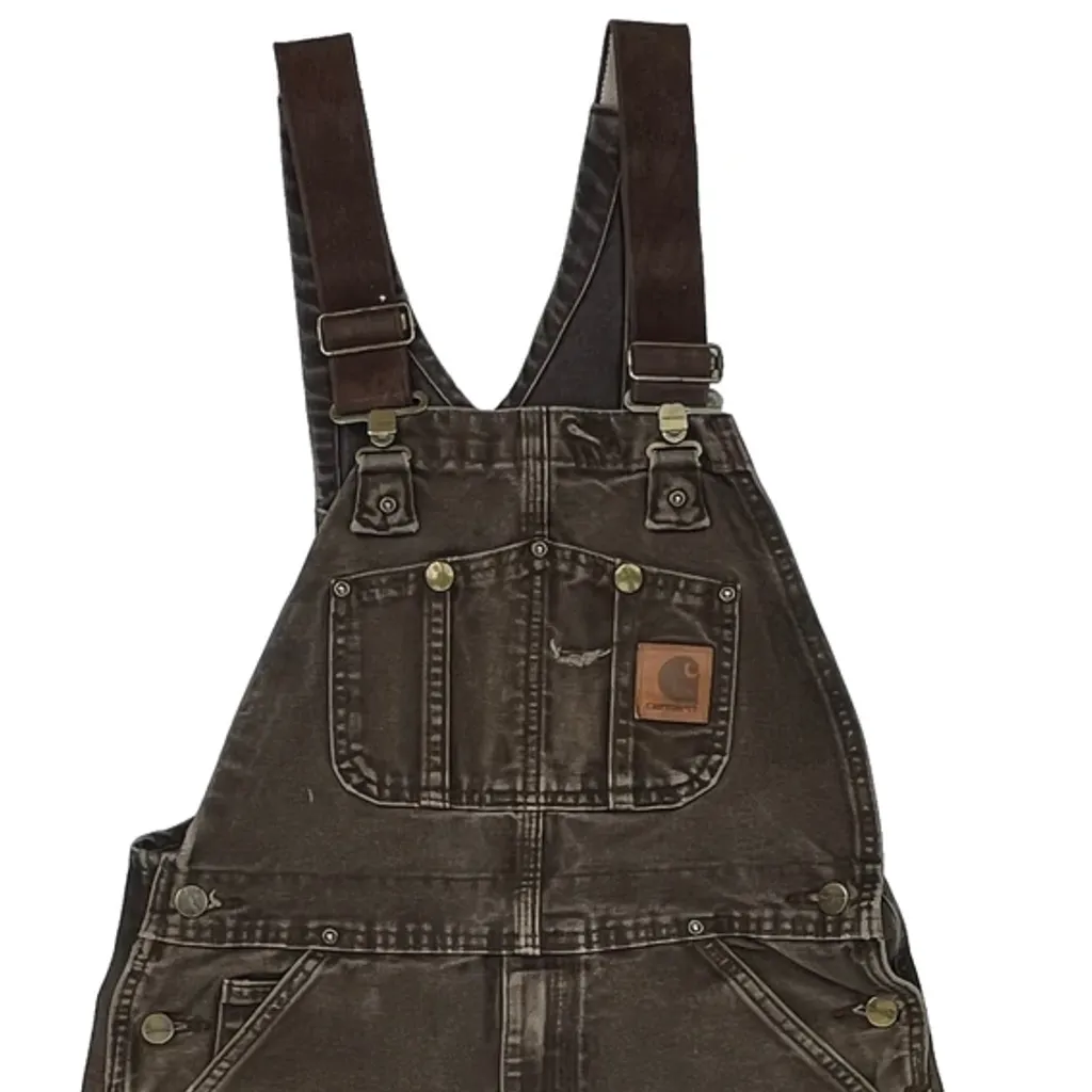 Carhartt Double Knee Overalls - 31″ Waist Brown Cotton - Image 4