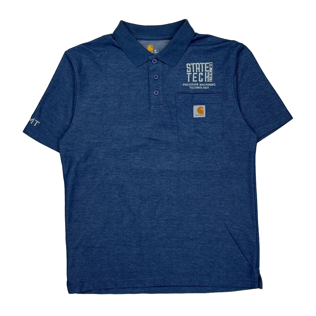 Carhartt Polo Shirt - Medium Blue Polyester Blend