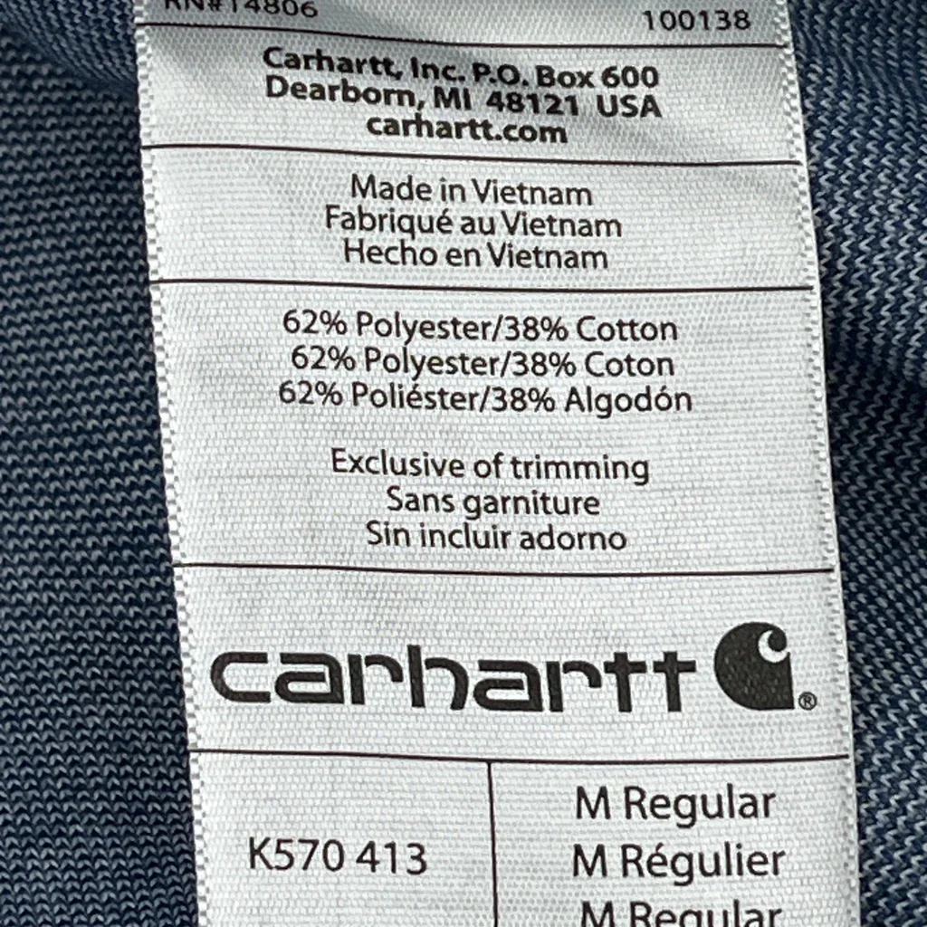 Carhartt Polo Shirt - Medium Blue Polyester Blend - Image 4