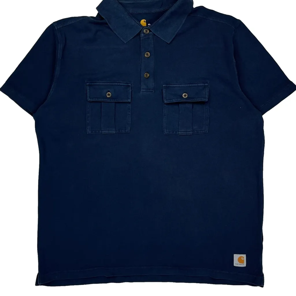 Carhartt Slim Fit Polo Shirt - XL Blue Cotton - Image 5