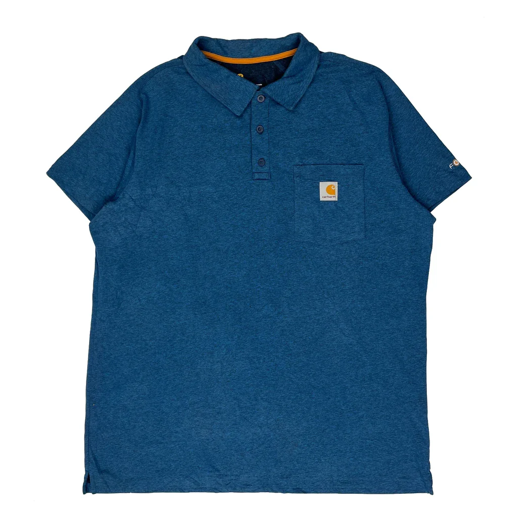 Carhartt Polo Shirt - XL Blue Cotton