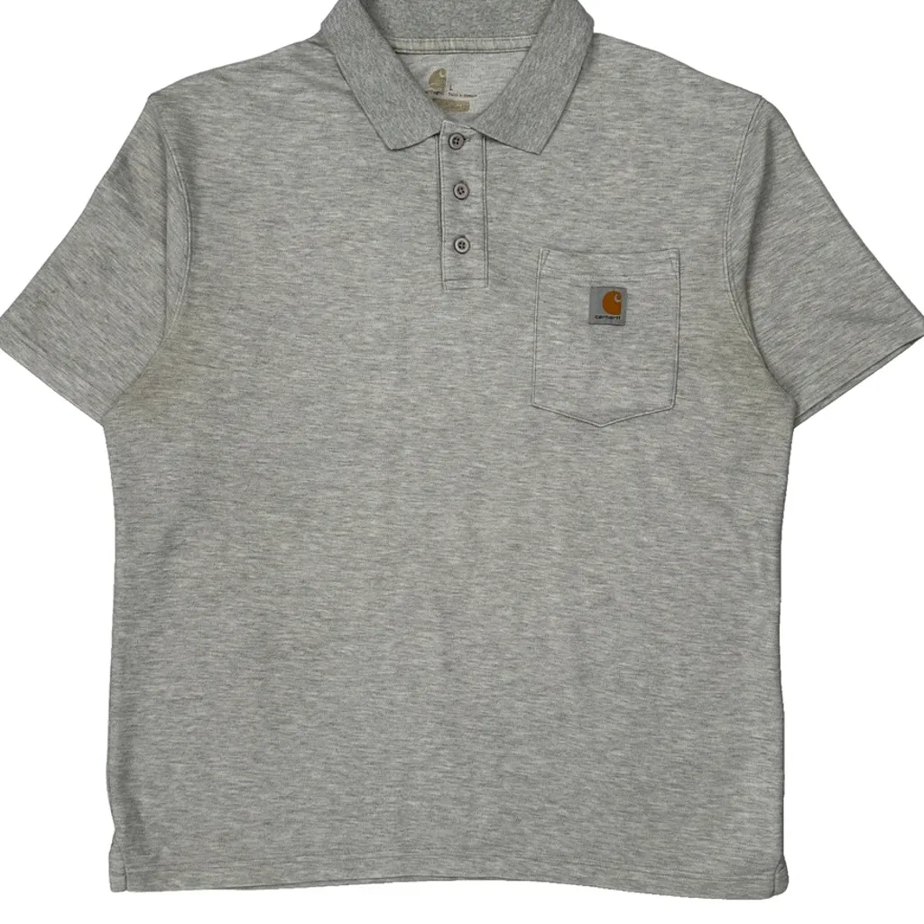 Carhartt Polo Shirt - Large Grey Cotton - Image 4