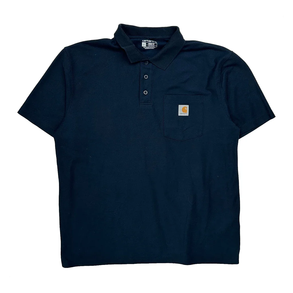 Carhartt Polo Shirt - Large Navy Cotton