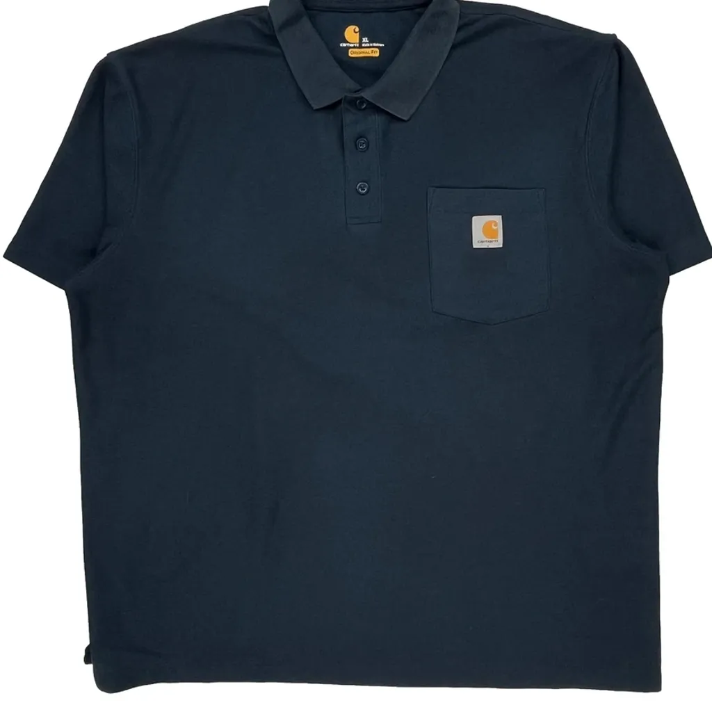 Carhartt Polo Shirt - XL Navy Cotton - Image 4