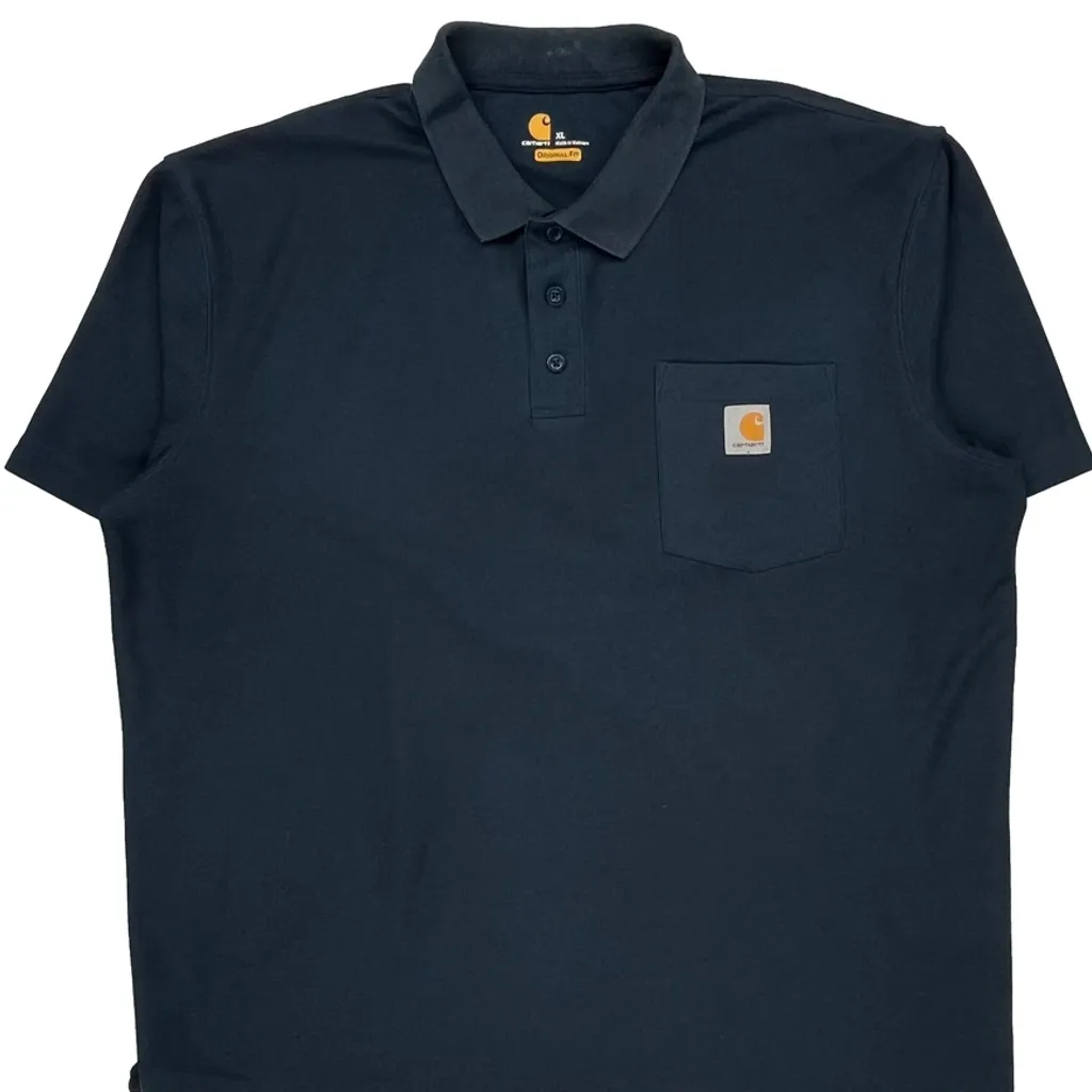 Carhartt Polo Shirt - XL Navy Cotton - Image 5
