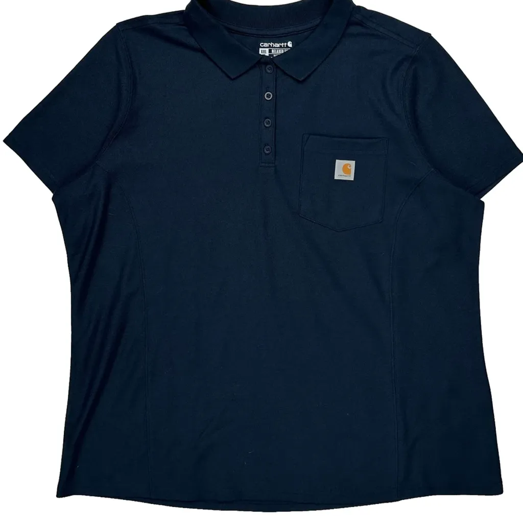 Carhartt Polo Shirt - 2XL Navy Cotton - Image 4