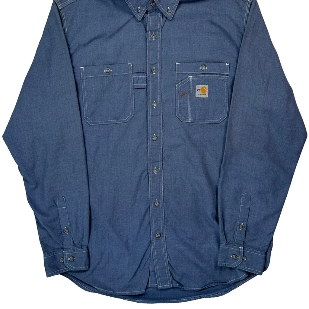 Carhartt Tall Shirt - Large Blue Cotton - Image 5
