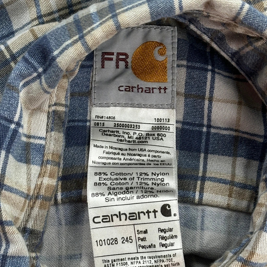 Carhartt Checked Shirt - Small Blue Cotton Blend - Image 3