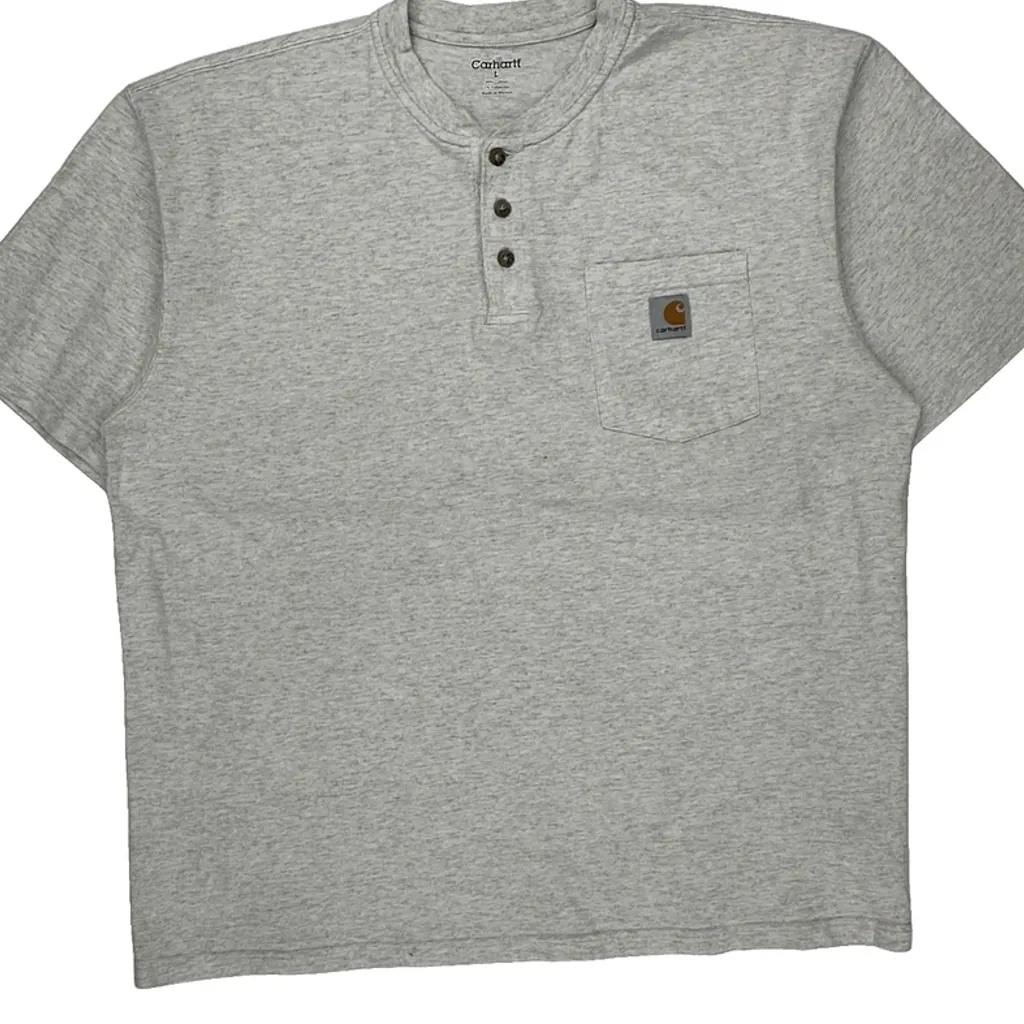 Carhartt Henley Shirt - Large Gray Cotton - Image 4