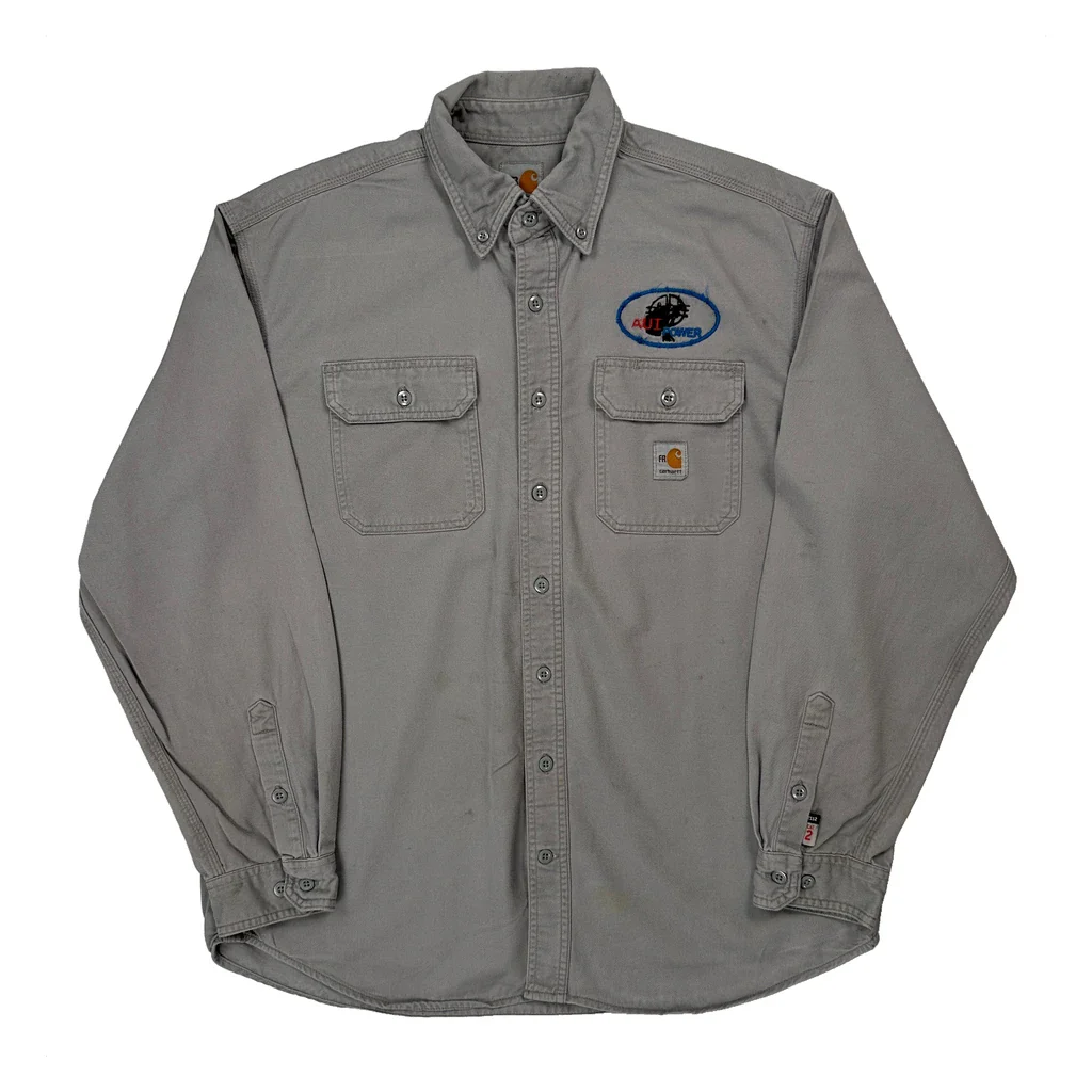 Carhartt Workwear Shirt - Large Grey Cotton