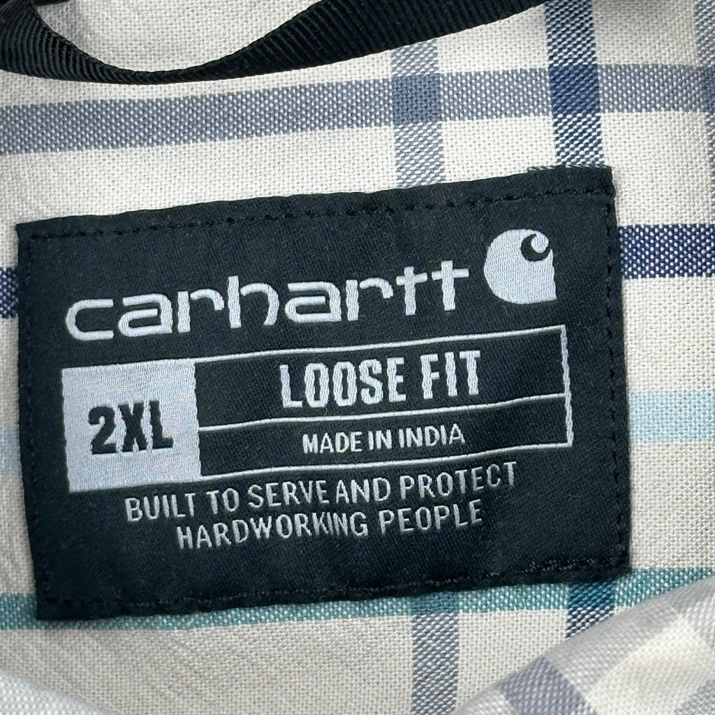 Carhartt Checked Short Sleeve Shirt - 2XL Beige Cotton - Image 3