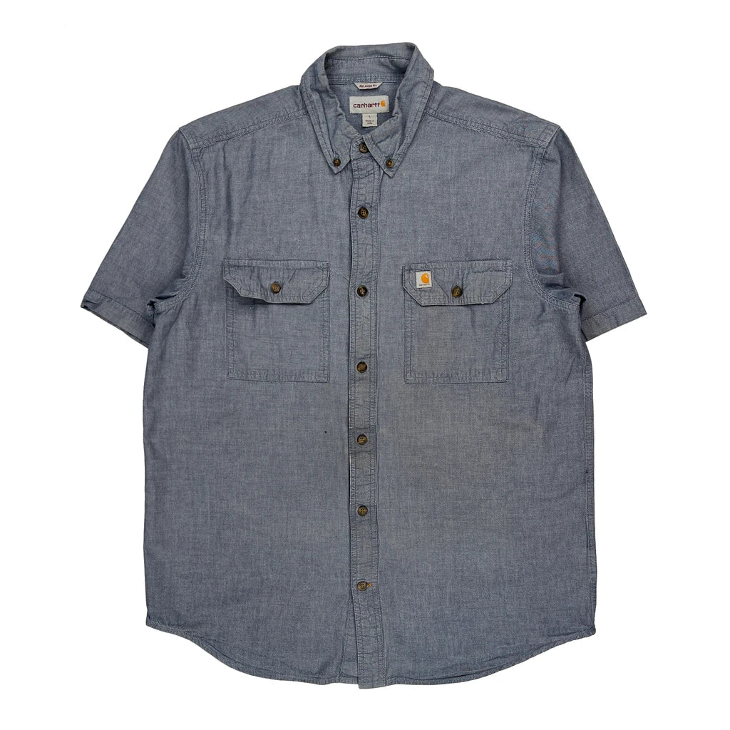 Carhartt Short Sleeve Shirt - Large Blue Cotton