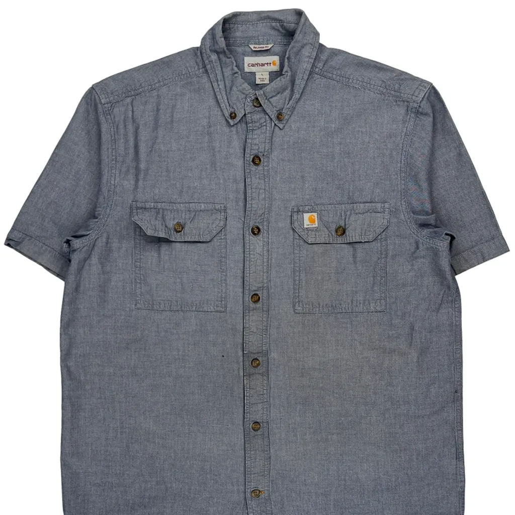 Carhartt Short Sleeve Shirt - Large Blue Cotton - Image 5