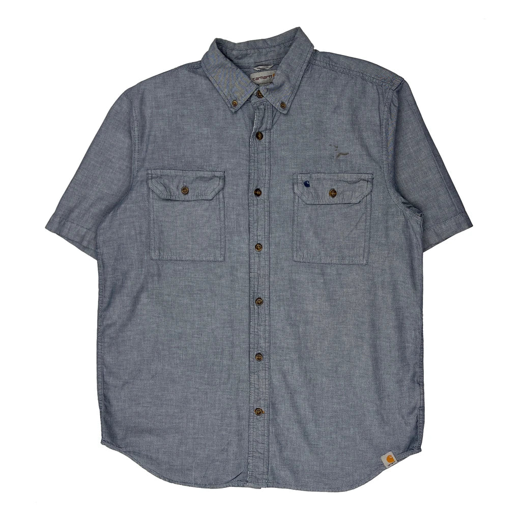 Carhartt Short Sleeve Shirt - Large Blue Cotton
