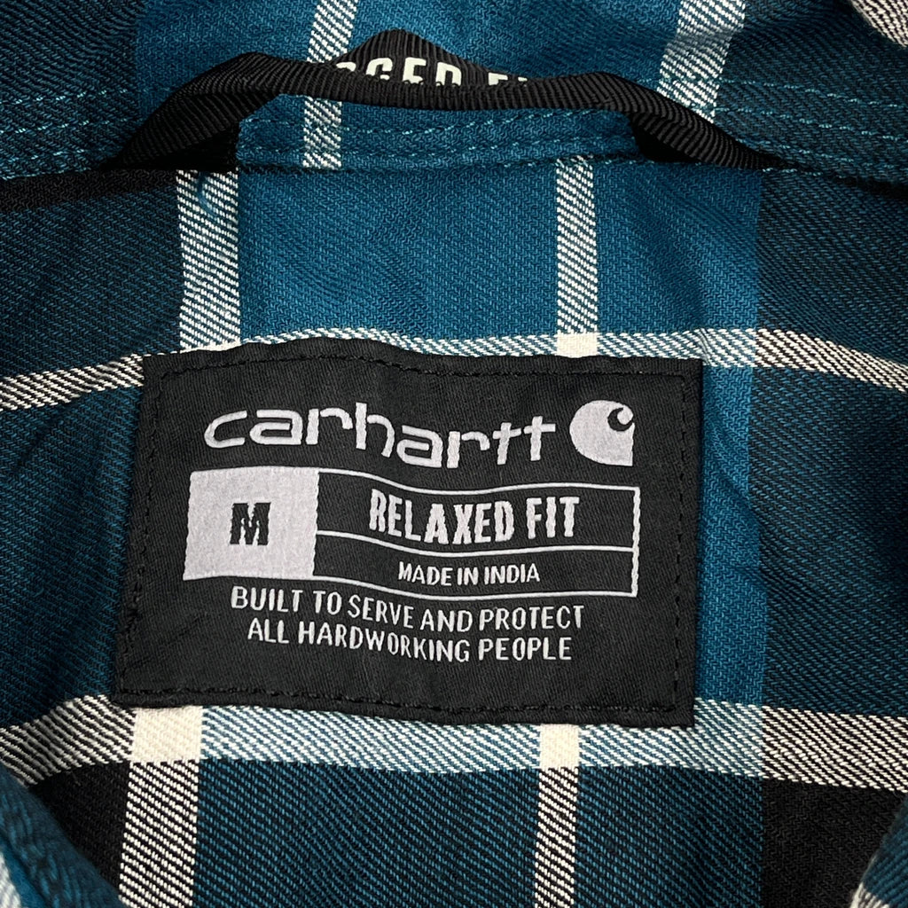 Carhartt Checked Short Sleeve Shirt - Medium Blue Cotton - Image 3