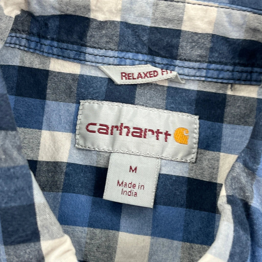 Carhartt Checked Short Sleeve Shirt - Medium Blue Cotton - Image 3