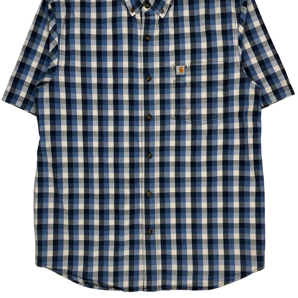 Carhartt Checked Short Sleeve Shirt - Medium Blue Cotton - Image 4