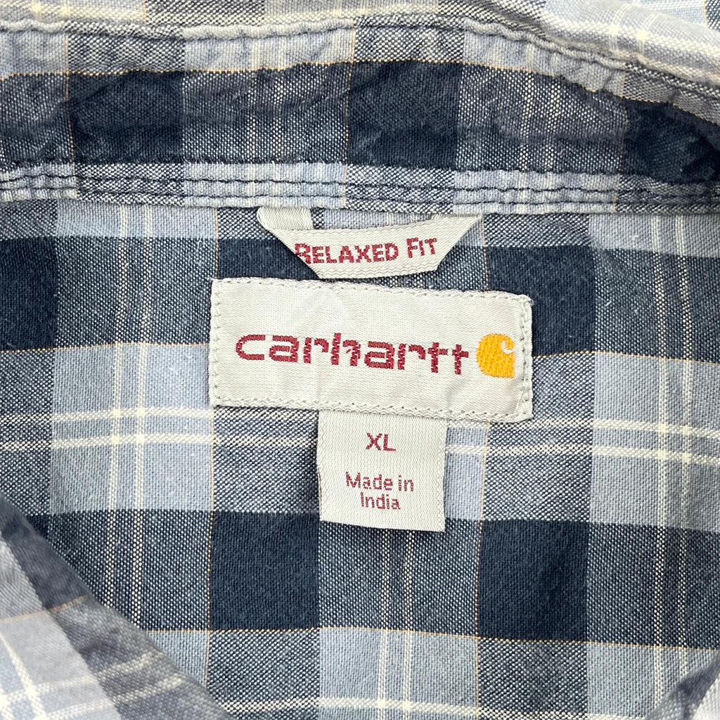 Carhartt Checked Short Sleeve Shirt - XL Blue Cotton - Image 3