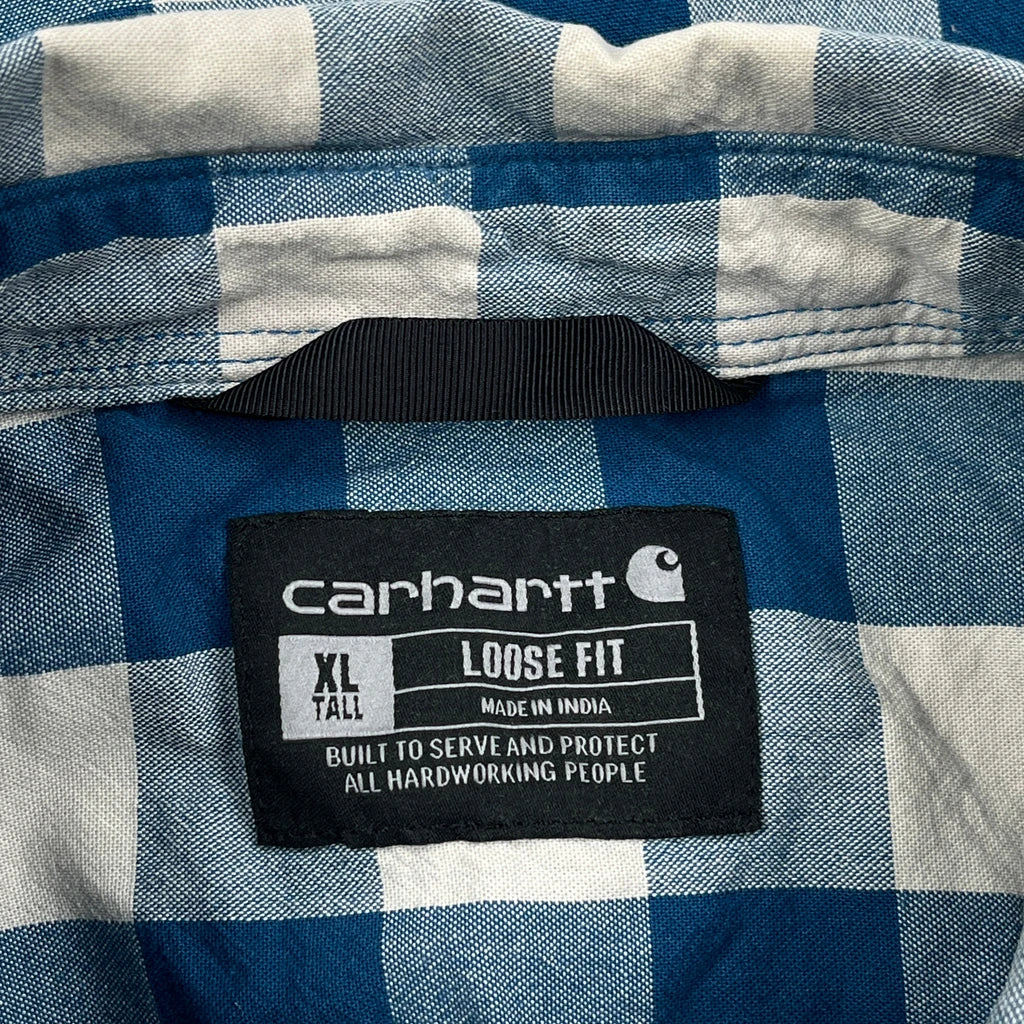 Carhartt Checked Short Sleeve Shirt - XL Blue Cotton - Image 3
