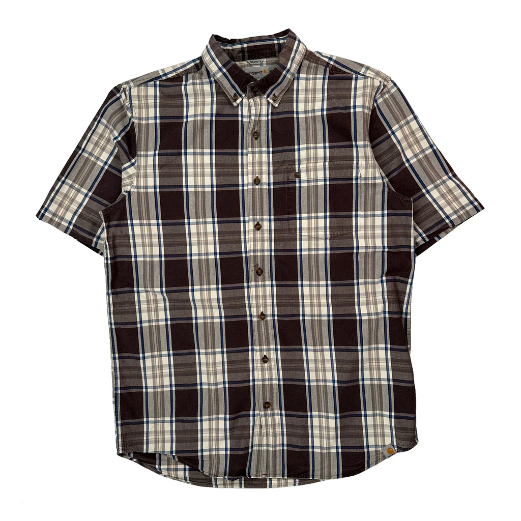 Carhartt Tall Short Sleeve Shirt - Large Brown Cotton