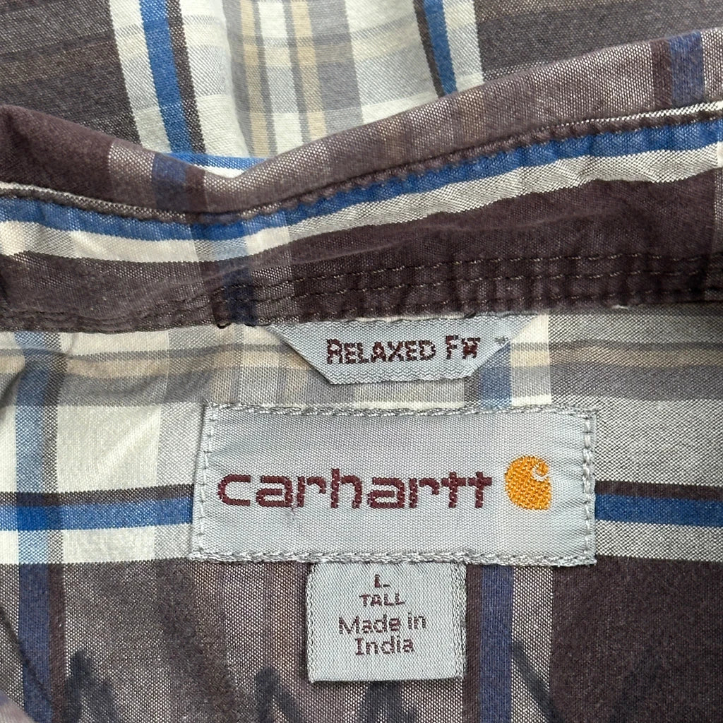 Carhartt Tall Short Sleeve Shirt - Large Brown Cotton - Image 3