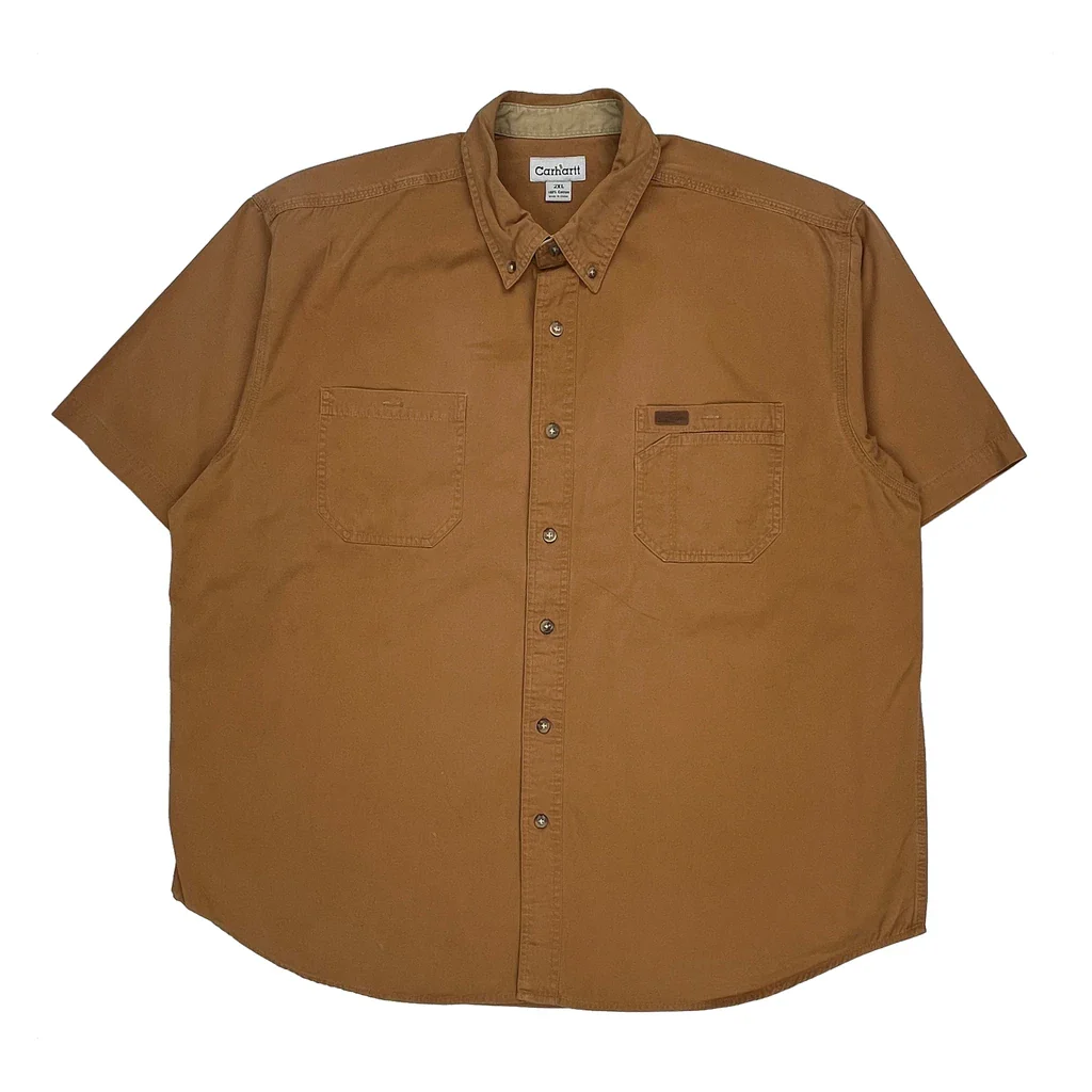 Carhartt Short Sleeve Shirt - 2XL Brown Cotton