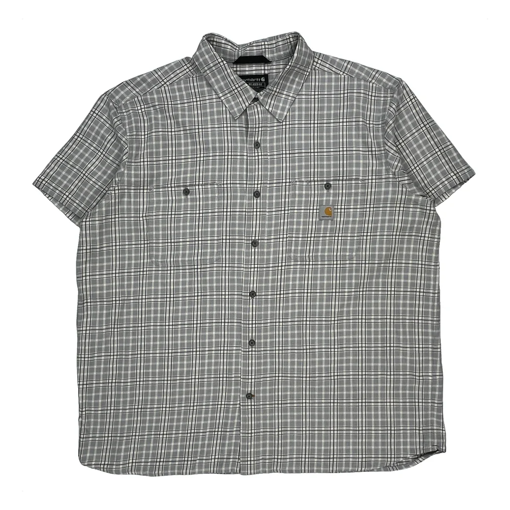 Carhartt Checked Short Sleeve Shirt - 2XL Gray Cotton