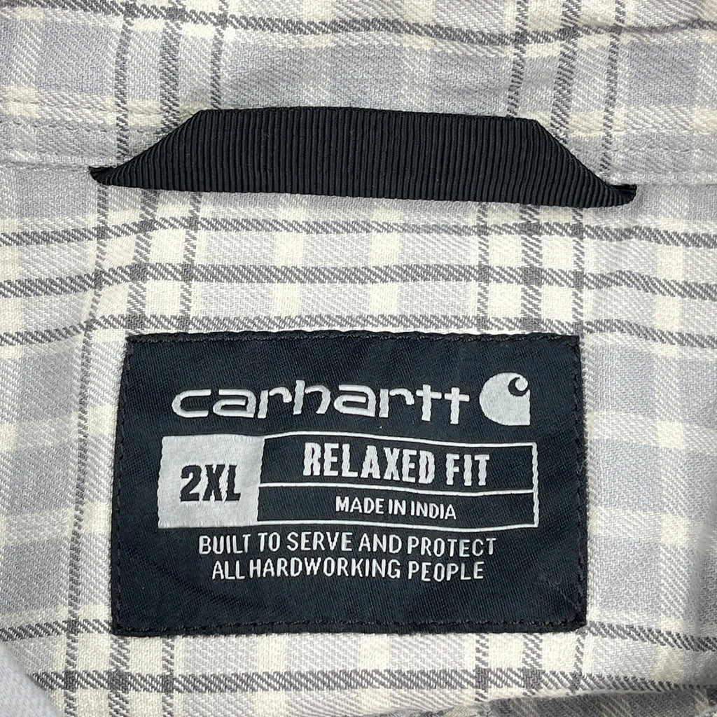 Carhartt Checked Short Sleeve Shirt - 2XL Gray Cotton - Image 3