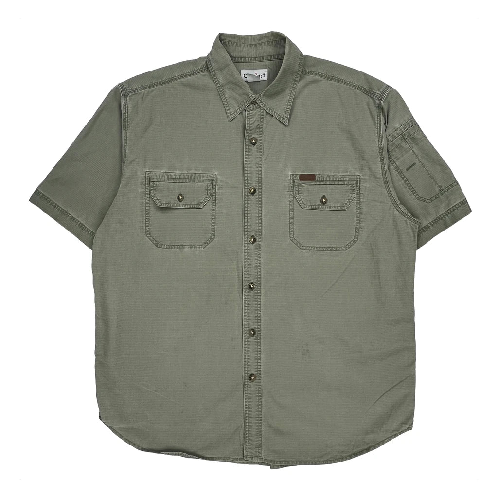 Carhartt Short Sleeve Shirt - XL Green Cotton