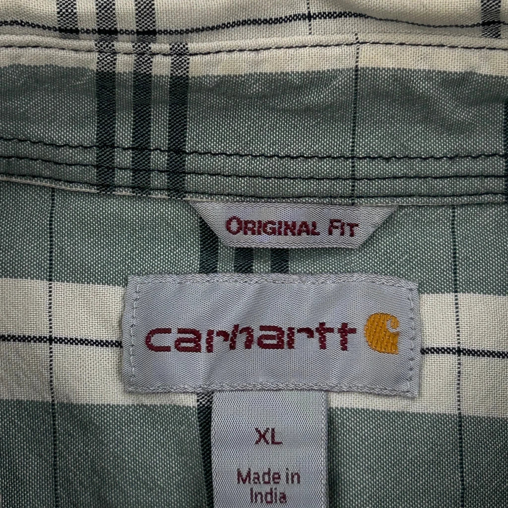 Carhartt Checked Short Sleeve Shirt - XL Green Cotton - Image 3