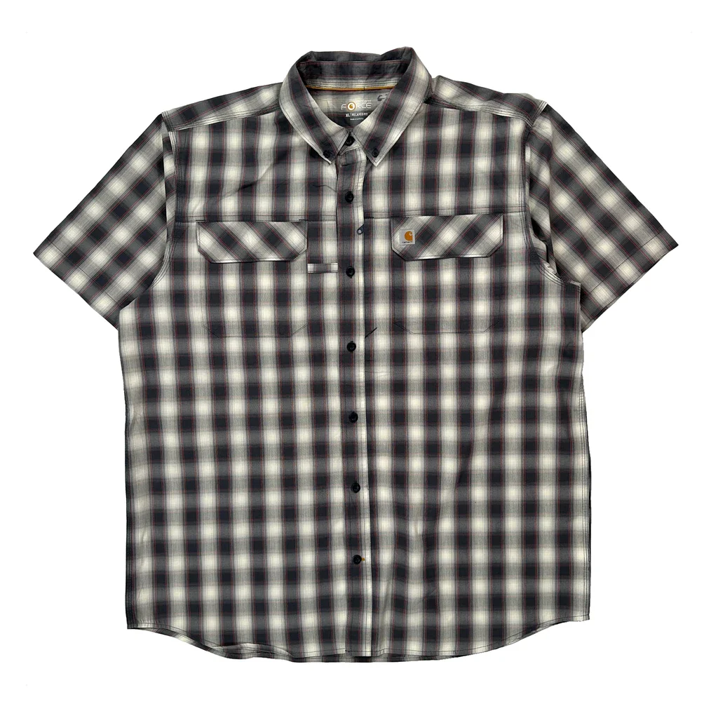 Carhartt Checked Short Sleeve Shirt - XL Grey Cotton