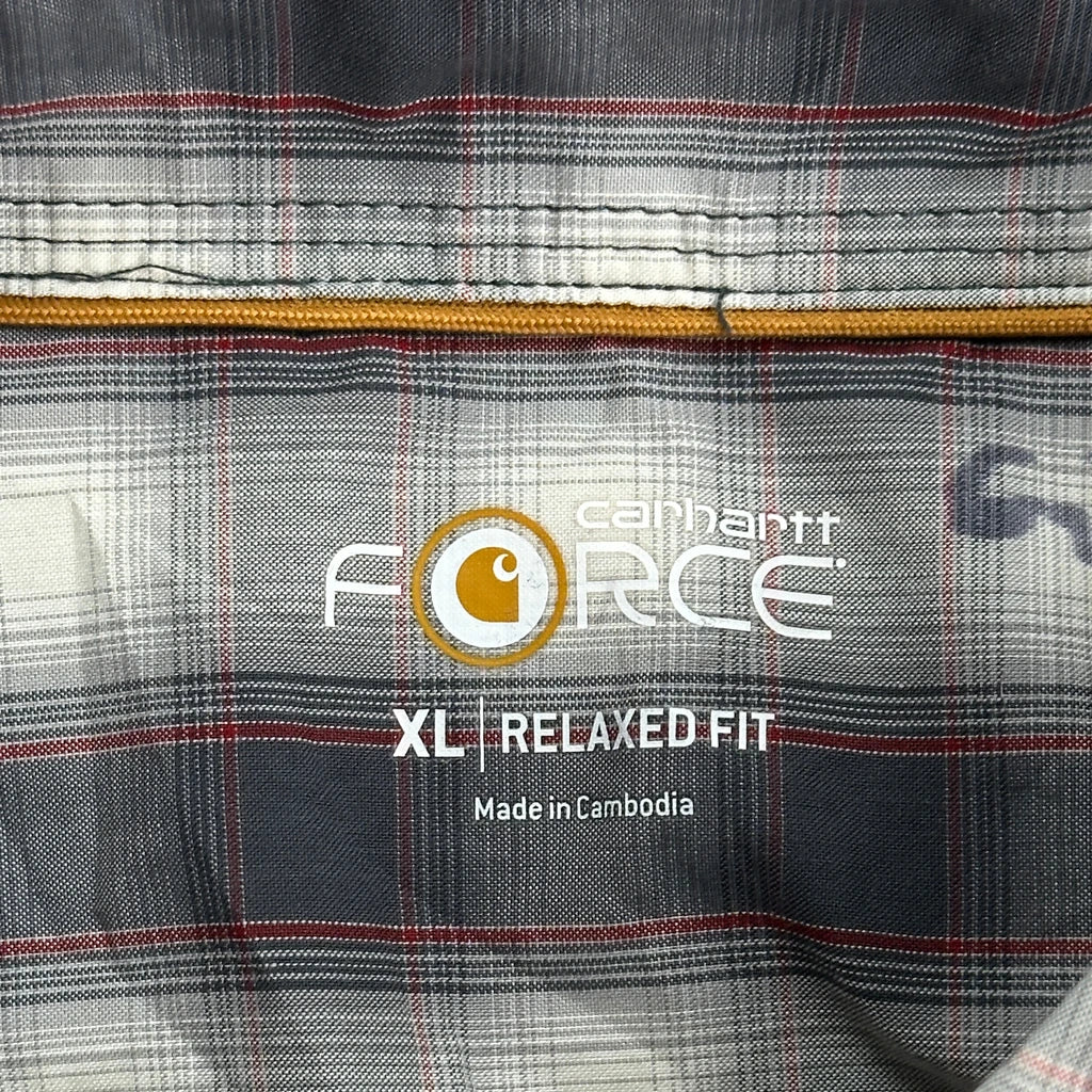 Carhartt Checked Short Sleeve Shirt - XL Grey Cotton - Image 3