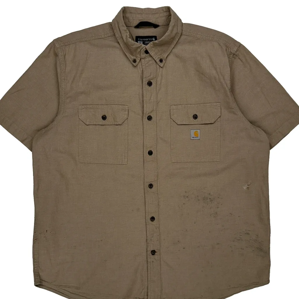 Carhartt Short Sleeve Shirt - XL Khaki Cotton - Image 5