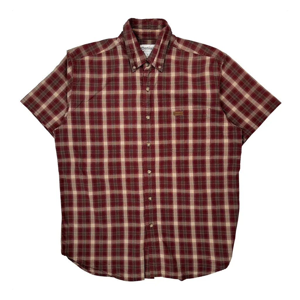 Carhartt Checked Short Sleeve Shirt - Large Red Cotton
