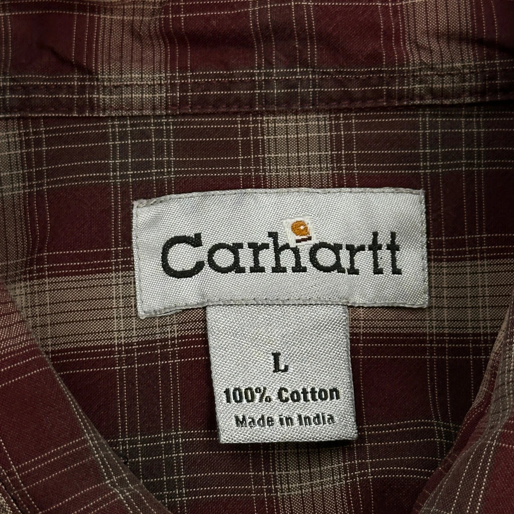 Carhartt Checked Short Sleeve Shirt - Large Red Cotton - Image 3