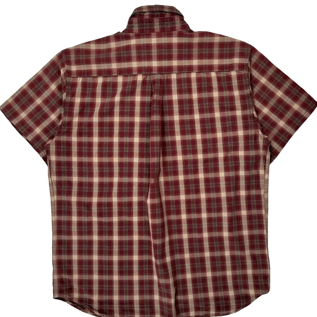 Carhartt Checked Short Sleeve Shirt - Large Red Cotton - Image 6