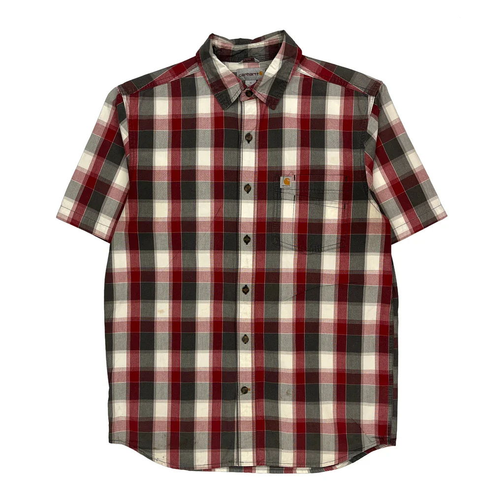 Carhartt Checked Short Sleeve Shirt - Medium Red Cotton