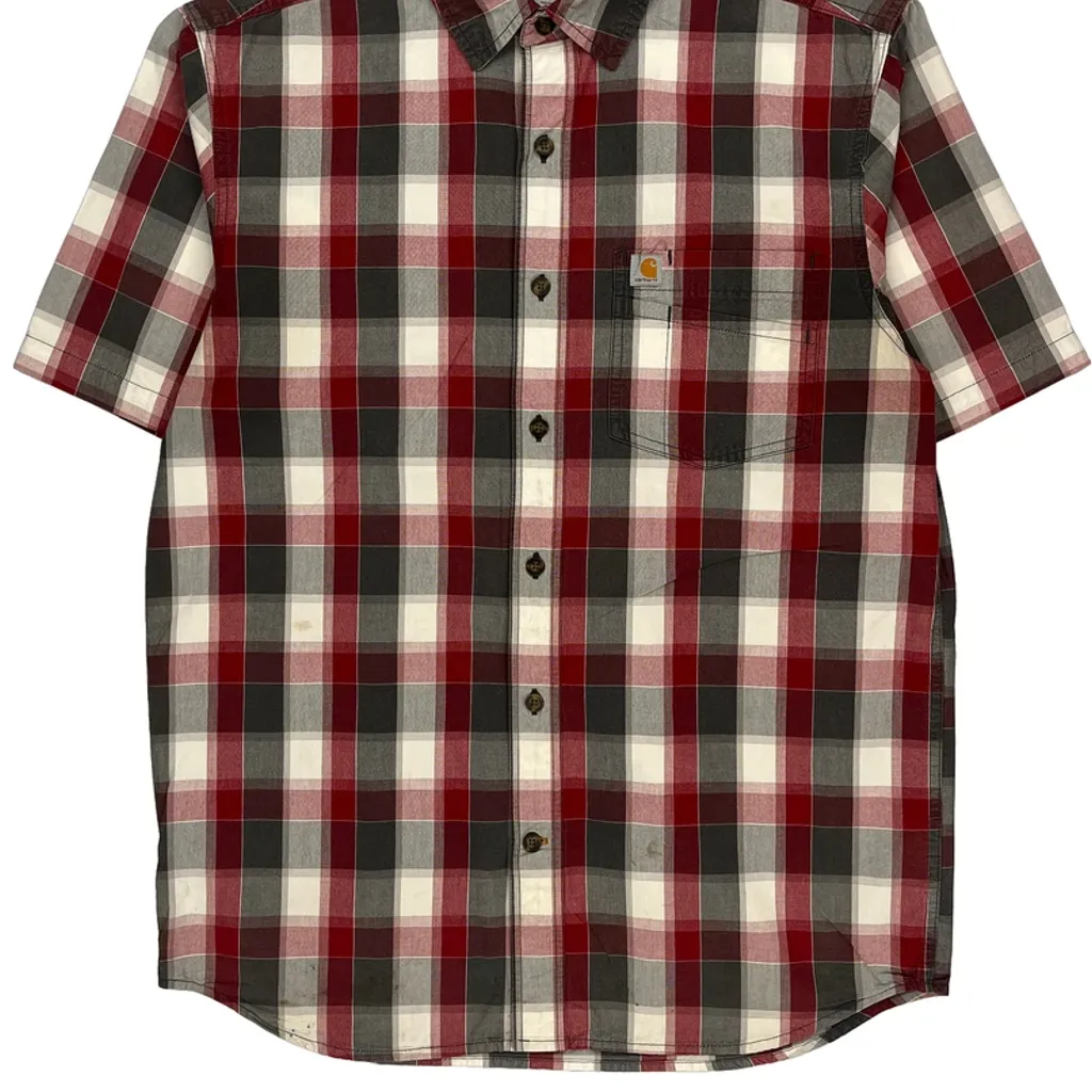 Carhartt Checked Short Sleeve Shirt - Medium Red Cotton - Image 4