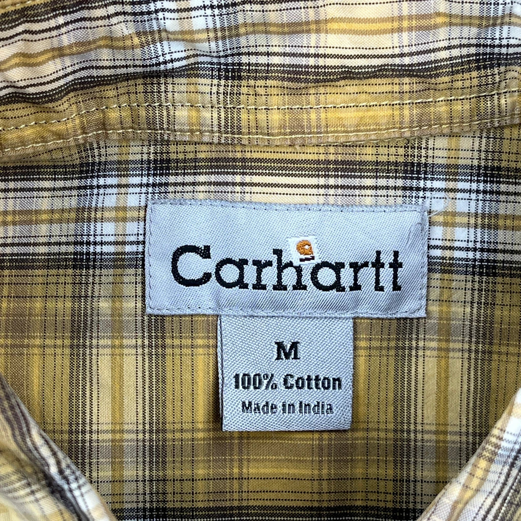 Carhartt Checked Short Sleeve Shirt - Medium Yellow Cotton - Image 3