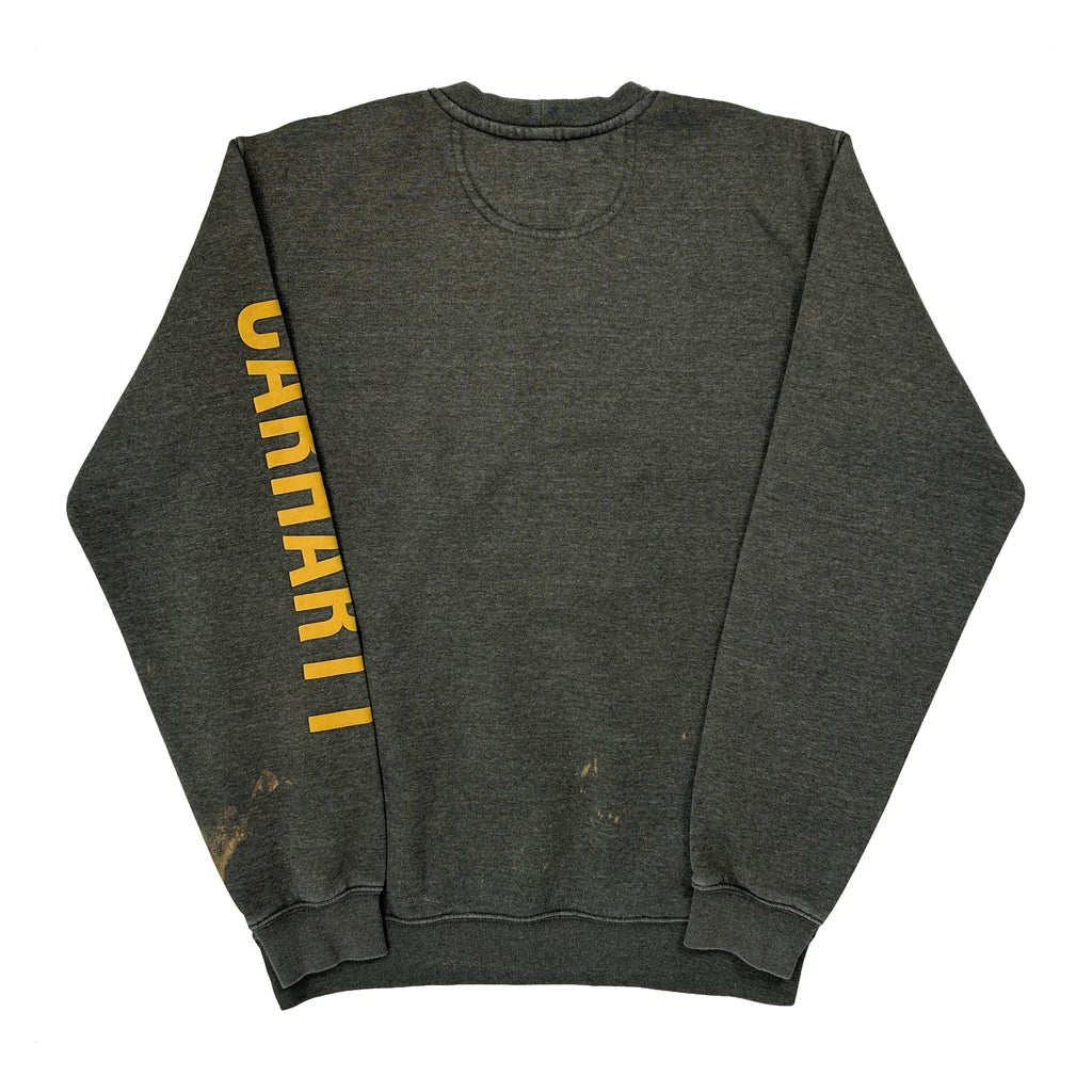 Carhartt Spellout Sweatshirt - Small Grey Cotton - Image 2