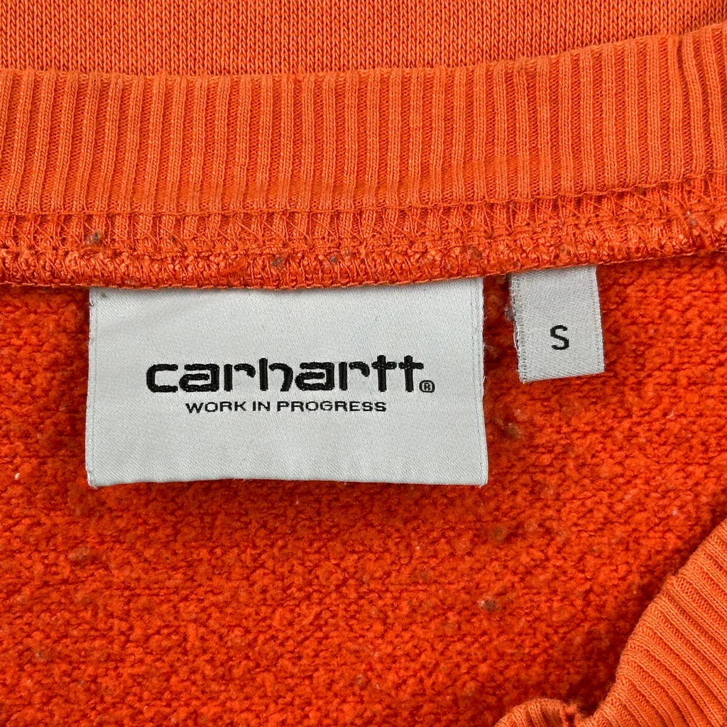 Carhartt Spellout Sweatshirt - Small Orange Cotton - Image 3