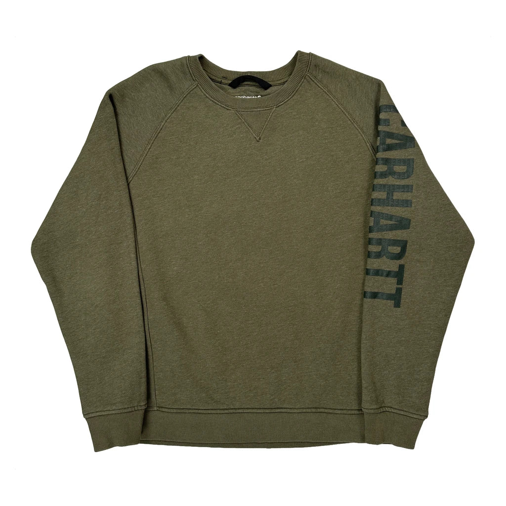 Carhartt Spellout Sweatshirt - XL Green Cotton Blend