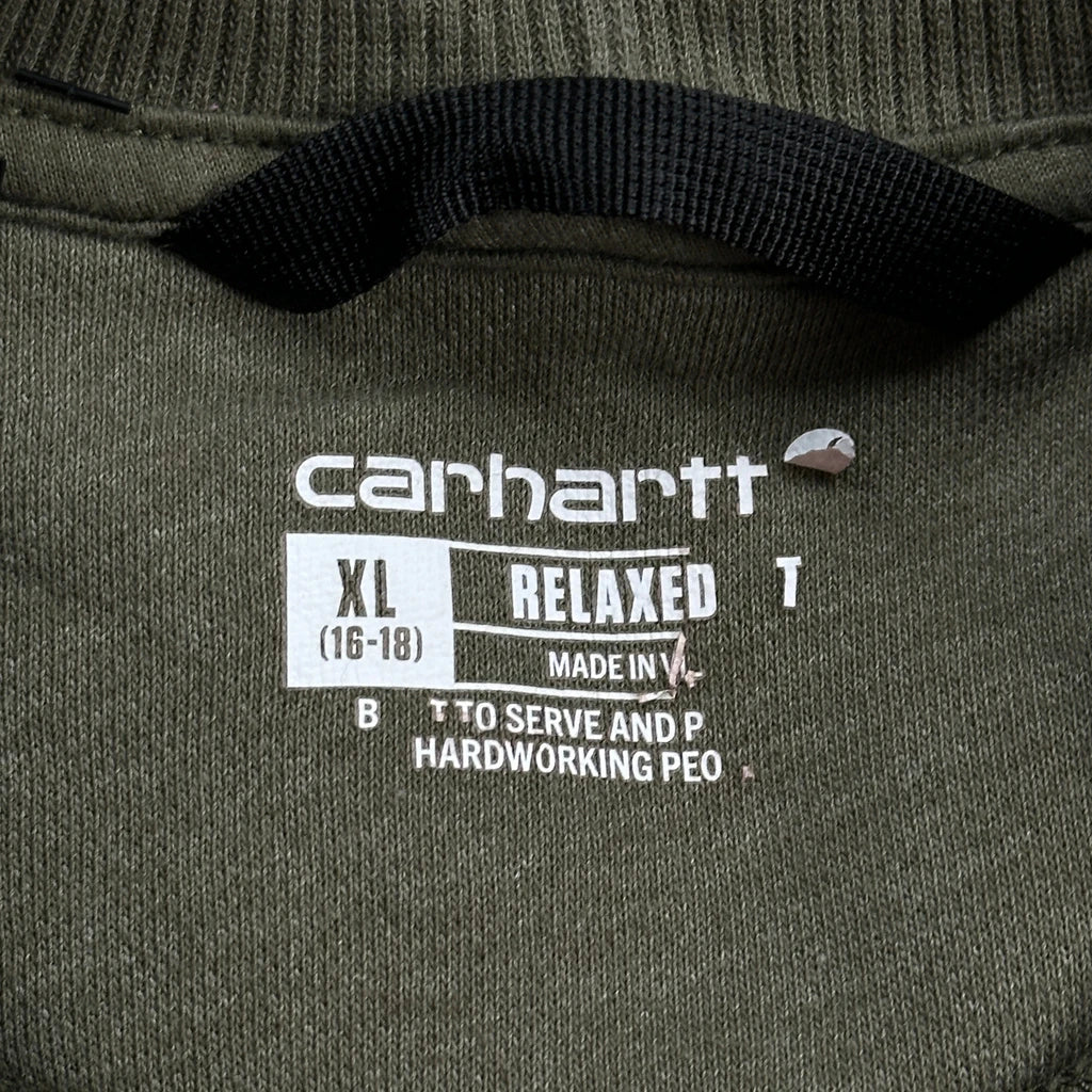 Carhartt Spellout Sweatshirt - XL Green Cotton Blend - Image 3