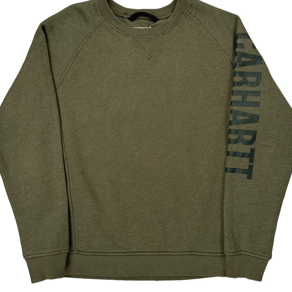 Carhartt Spellout Sweatshirt - XL Green Cotton Blend - Image 4